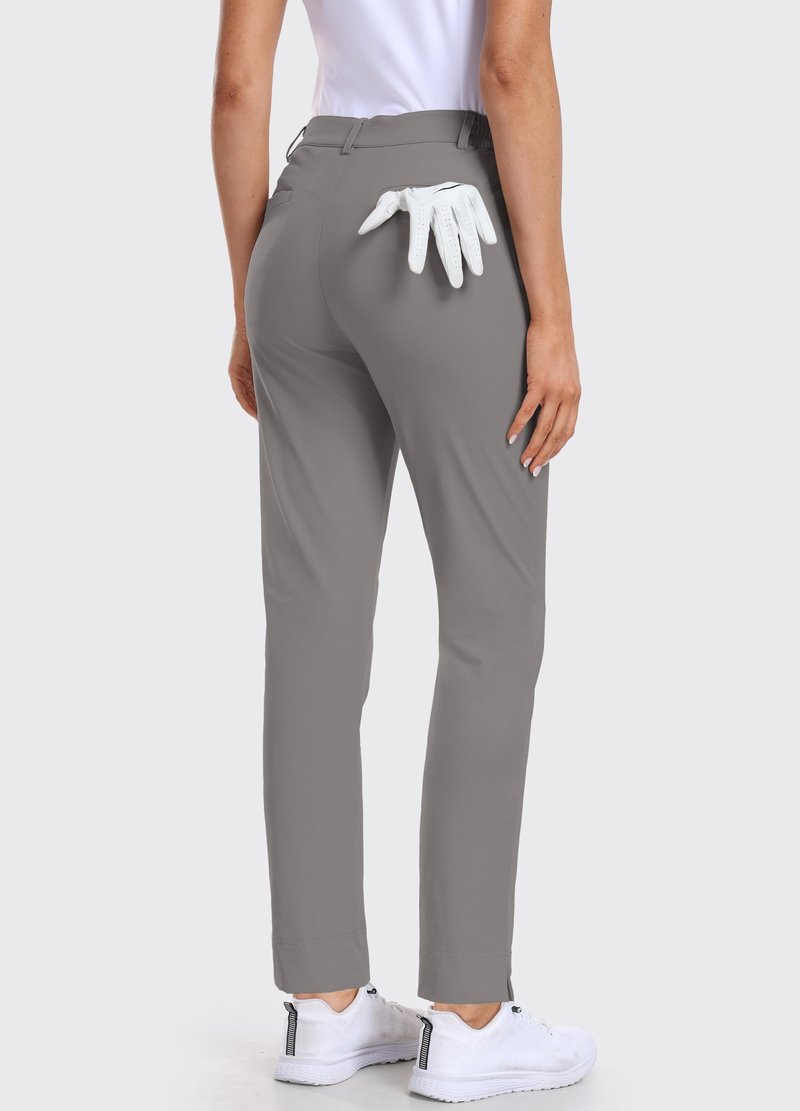 Hiverlay Womens Golf Pants Stretch Work Ankle Pants with Pockets Quick Dry Straight Business Casual Hiking Pants Gray-l