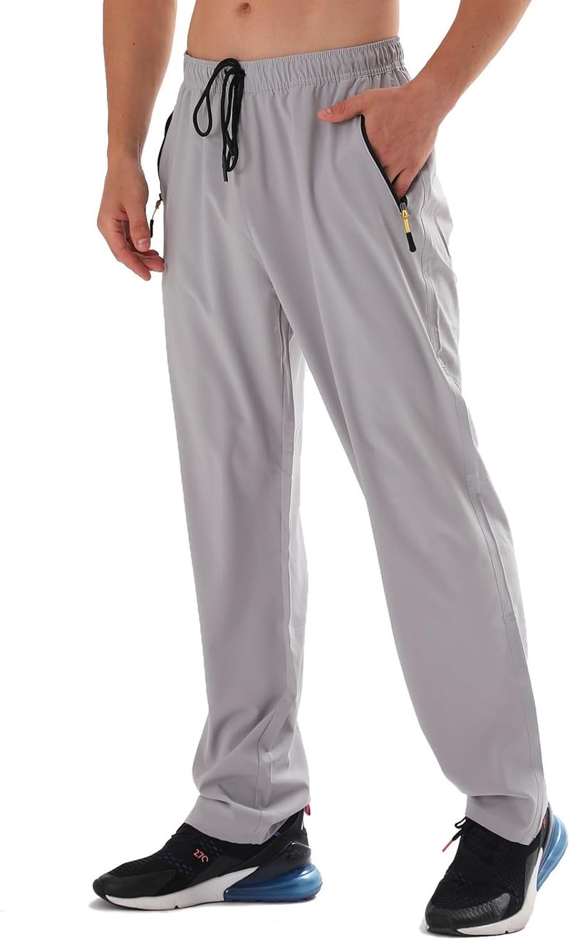 Men's Water-Resistant Hiking Pants - Quick-Dry Lightweight Outdoor Sweatpants with Zipper Pockets