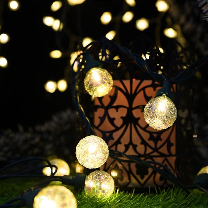 Globe String Lights: 2 Pack 70 LED Mix-Ball Fairy Lights Plug in UL Listed Christmas Tree Lights 19Ft Christmas Outdoor Indoor Fairy Lights for Bedroom Tree Patio Party Garden Wedding, Warm White