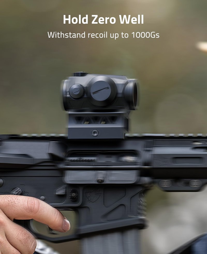CVLIFE JackalHowl Red Dot Sight,1x20mm 2MOA Red dot Motion Awake Red Dot Scope Compact Red Dot Optics with Co-Witness Riser and Low-Profile Mount,10 Brightness Button Settings