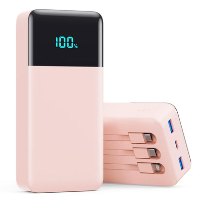 Portable Charger 50800mAh Power Bank with 3 Built in Cables,25W PD QC4.0 Fast Charging USB C Battery Pack,6 Outputs 2 Inputs Travel Essentials Portable Phone Charger for iPhone 17/16/15,Google,Android