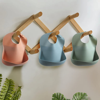 Eascrozn Silicone Baby Bibs for Babies & Toddlers Set of 3, BPA Free Unisex Soft Adjustable Fit Waterproof Feeding Bibs