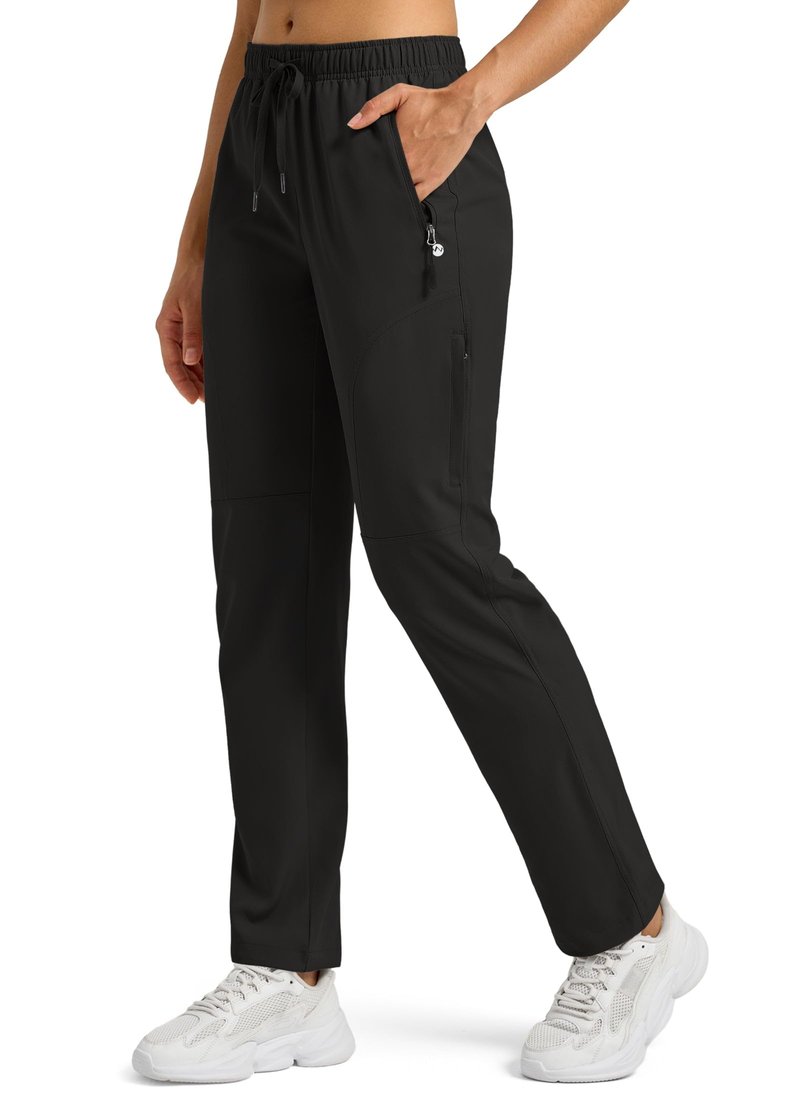 Willit Womens Hiking Pants Quick Dry Cargo Pants Lightweight Water Resistant Travel Golf Work Zipper Pockets Regular 29'' Black L