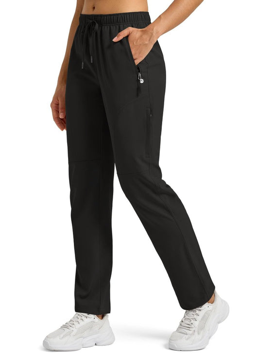 Willit Womens Hiking Pants Quick Dry Cargo Pants Lightweight Water Resistant Travel Golf Work Zipper Pockets Regular 29'' Black L