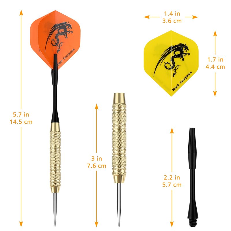 Accmor 18 Pack Steel Tip Darts, 20 Grams Metal Tip Dart Set, Darts Metal Tip Set, Metal Darts for Dartboard