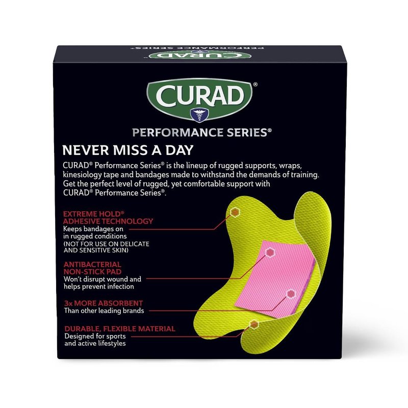 CURAD Performance Series Antibacterial Bandages, Elbows and Knees, 3" x 3", 30 Count