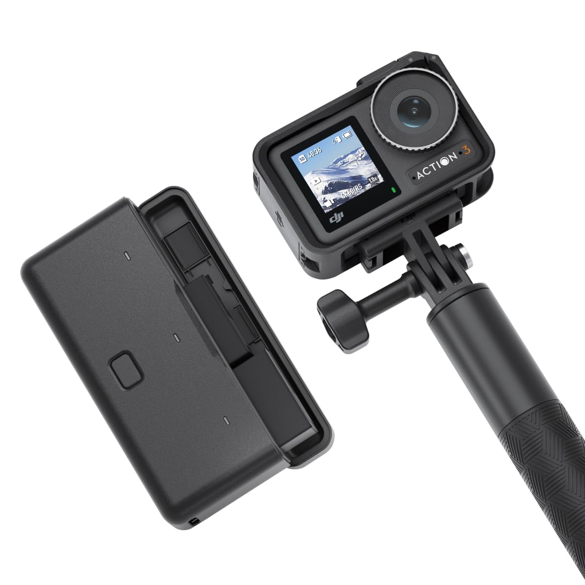 DJI Osmo Action 4 Adventure Combo, with 64GB Card, Action Camera 4K with 1/1.3" Sensor, 12h Extended Battery Life with 3 Batteries, Dual OLED Touchscreens, Mini Action Camera for Travel, Vlog