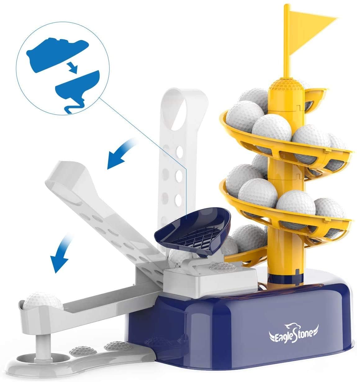 EagleStone Toddler Golf Set with Foot Pedal Launcher, Kids Golf Toy for Ages 3-8, Includes Adjustable Golf Club, 15 Balls & Golf Cart, Indoor&Outdoor Sports Gift for Boys and Girls