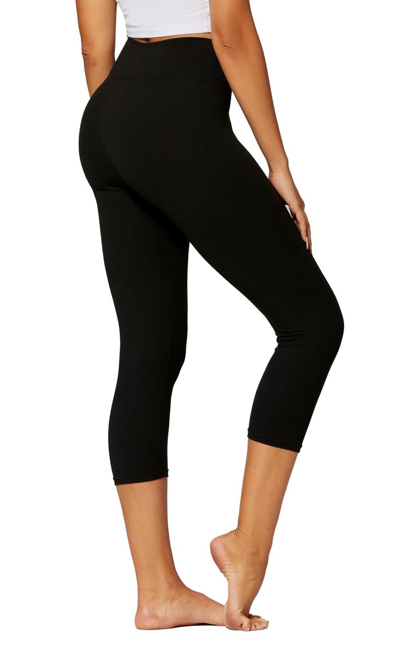 Conceited Capri Leggings for Women - High Waisted - Soft - Casual - Black - Small - Medium