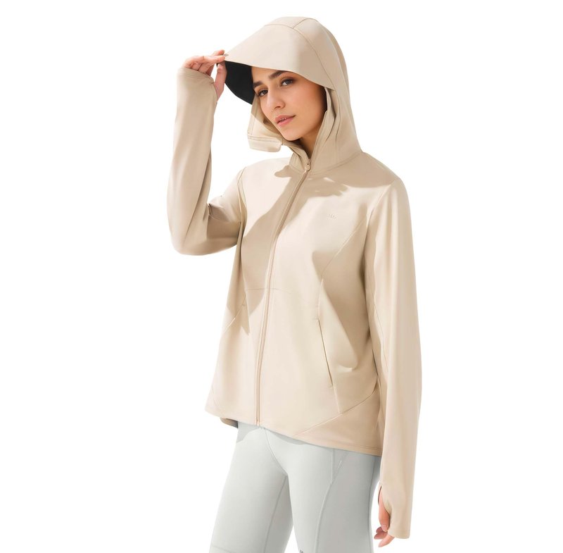 BENEUNDER Cooling Women's UPF 50+ Sun Protection Lightweight Hoodie Jacket Long Sleeve Active Sun Shirts for Outdoor Workout Camel