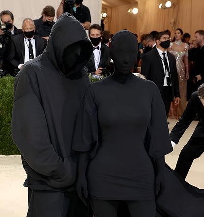 JEGERMIG 2 Pieces Black Full Face Mask Halloween Spandex Adult Hood Faceless Morph Head Cloth