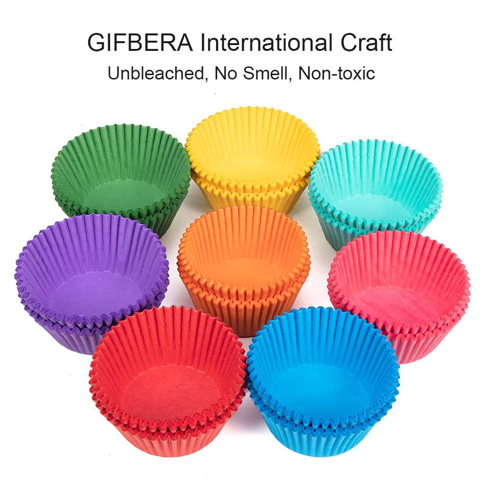 Gifbera Bright Rainbow Standard Cupcake Liners Solid Colorful Paper Baking Cups 400-Count