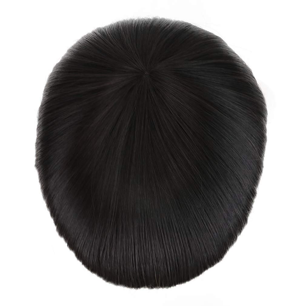 PARTY ZONE Short Black Luffy Cosplay Wig-80s Outfit For Men Synthetic Bowl Cut Mushroom Hair Anime Wigs Old Man Movie Party Halloween Vector Costume Wig (Black)