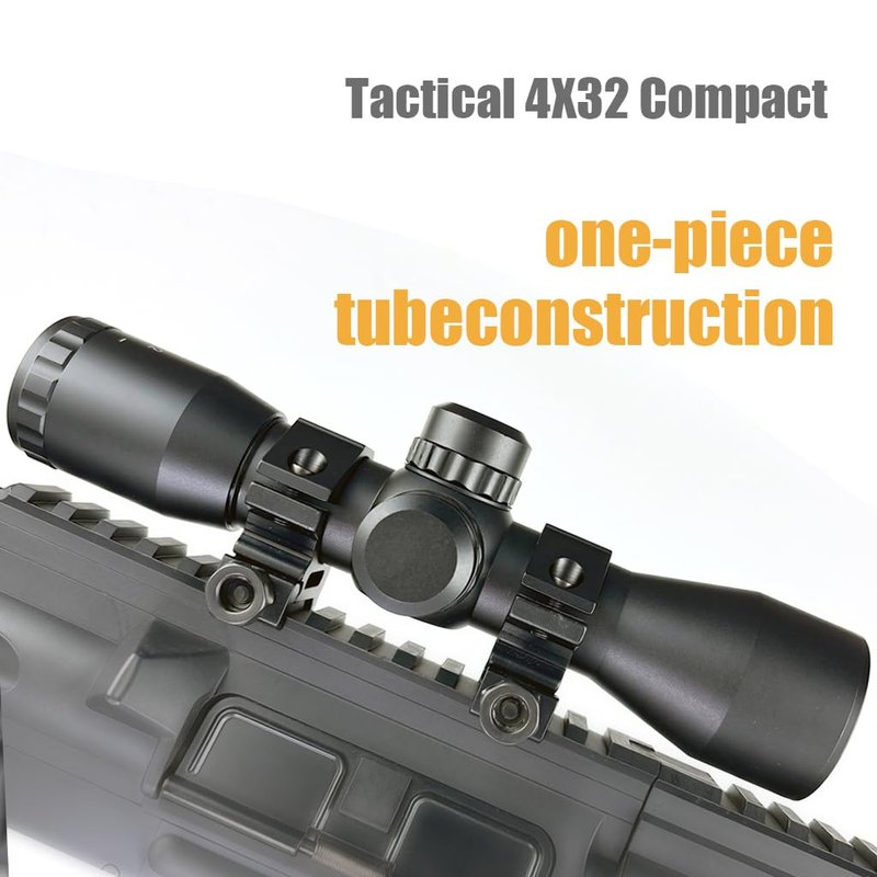 Tactical 4X32 Compact Riflescope - Mil Dot Reticle for Precision Hunting | Adjustable Rail Mounts