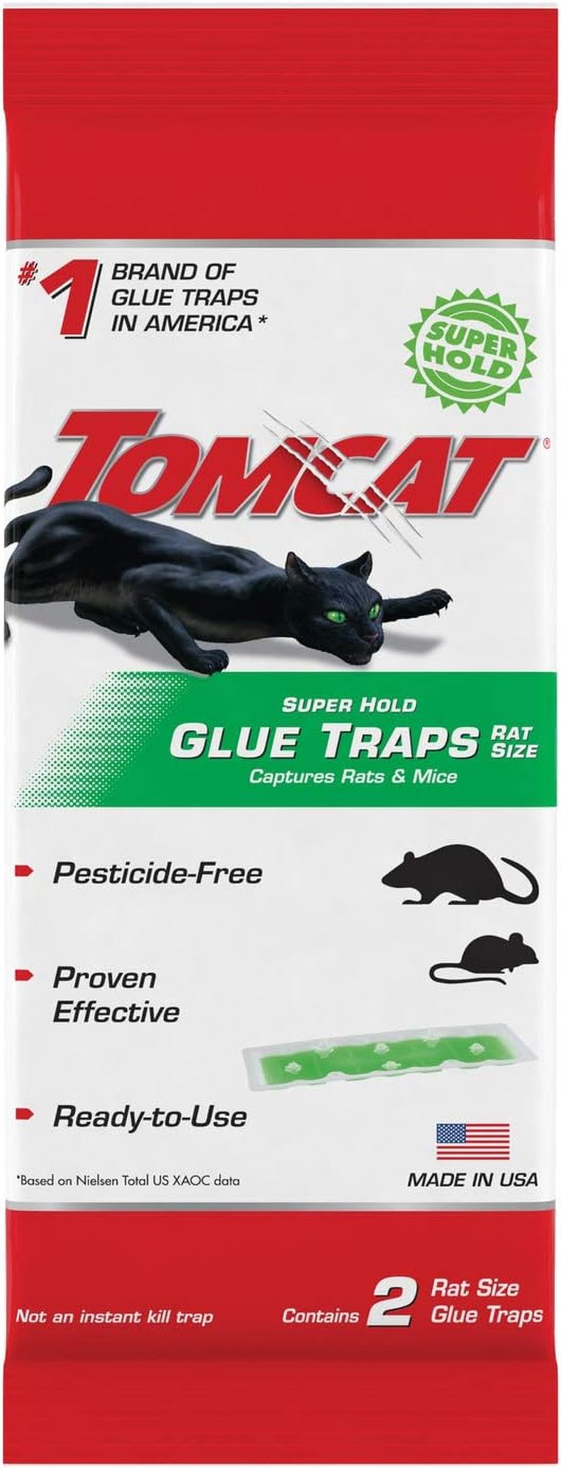 Tomcat Super Hold Glue Traps - Effective Rat & Mouse Control | Ready-to-Use, 2 Traps