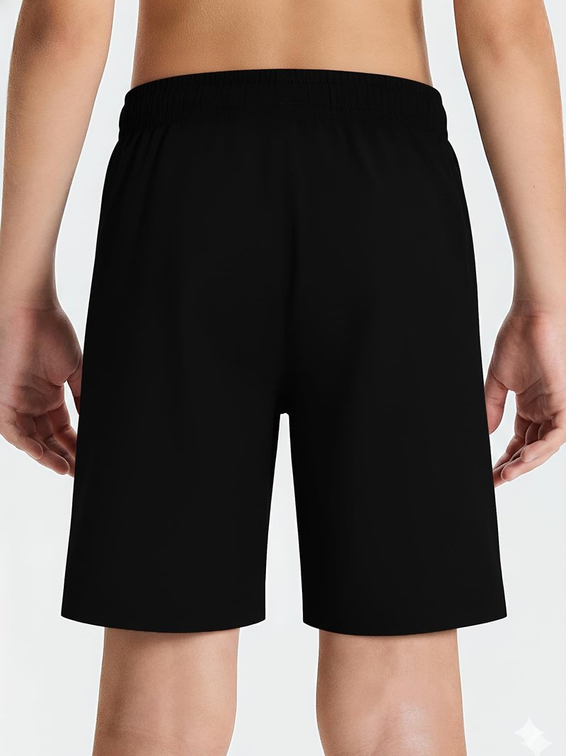 DEVOROPA Youth Boys Athletic Running Shorts Lightweight Quick Dry Sports Workout Gym Hiking Shorts Zip Pockets UPF 50+ Black XS