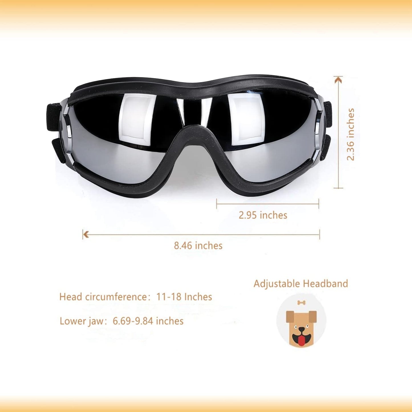 NVTED Dog Sunglasses Dog Goggles, UV Protection Wind Protection Dust Protection Fog Protection Pet Glasses Eye Wear Protection with Adjustable Strap for Medium or Large Dog (Pack of 1)