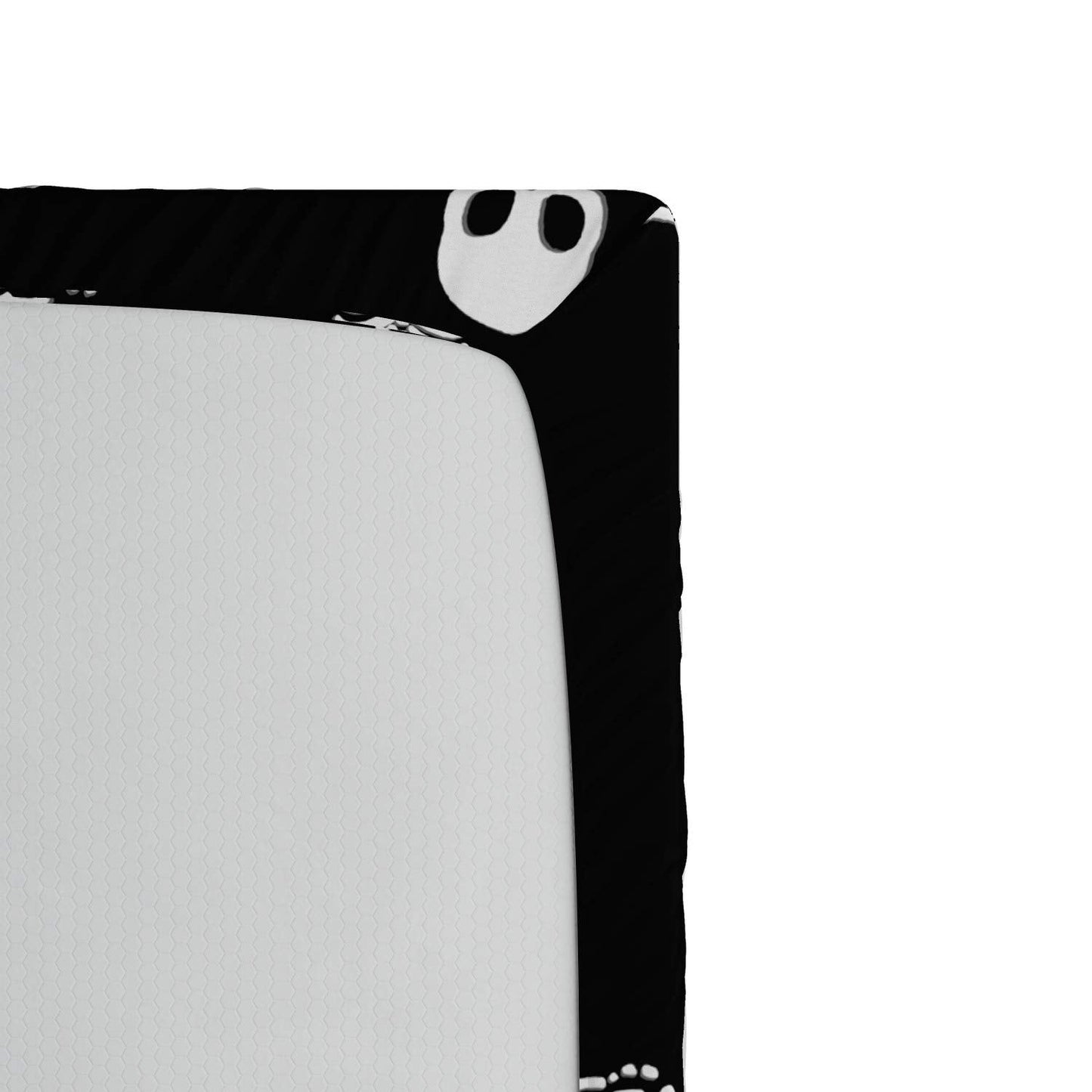 Ambesonne Skeleton Fitted Sheet, Simple Monochrome Pattern of Pointing Funny Spooky Halloween, Bed Cover with All-Round Elastic Deep Pocket for Comfort, Twin Size, Charcoal Grey and White