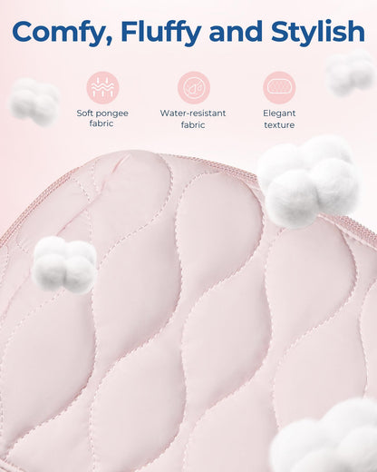 BAGSMART Makeup Bag, Travel Cosmetic Bag, Puffy Padded Make Up Bag for Women, Makeup Organizer Case, Wide-open Pouch Purse, Travel Essentials, Toiletries Accessories Brushes, Black