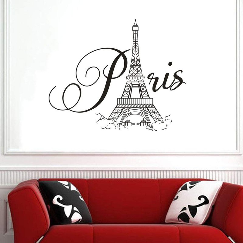 BooDecal Paris Eiffel Tower Wall Decals Lettering Quotes Wall Stickers Romance Decoration Living Room Bedroom 27 Inches x 22 Inches