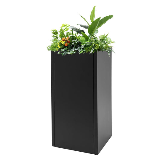 Unnsiapit Steel Planter Box, W14*D14*H30in Metal Decorative Outdoor Planters Flower Pots, Tall Standing Plant Containers for Indoor Garden Patio Porch, Black