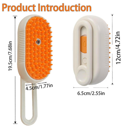 Cat Steam Brush for Shedding Dog Brush with Steam Pet Hair Cleaning Brush Comb for Spray 3 in 1 Pet Grooming for Long & Short Haired Pets – Spritz Defur Comb for cats(orange)