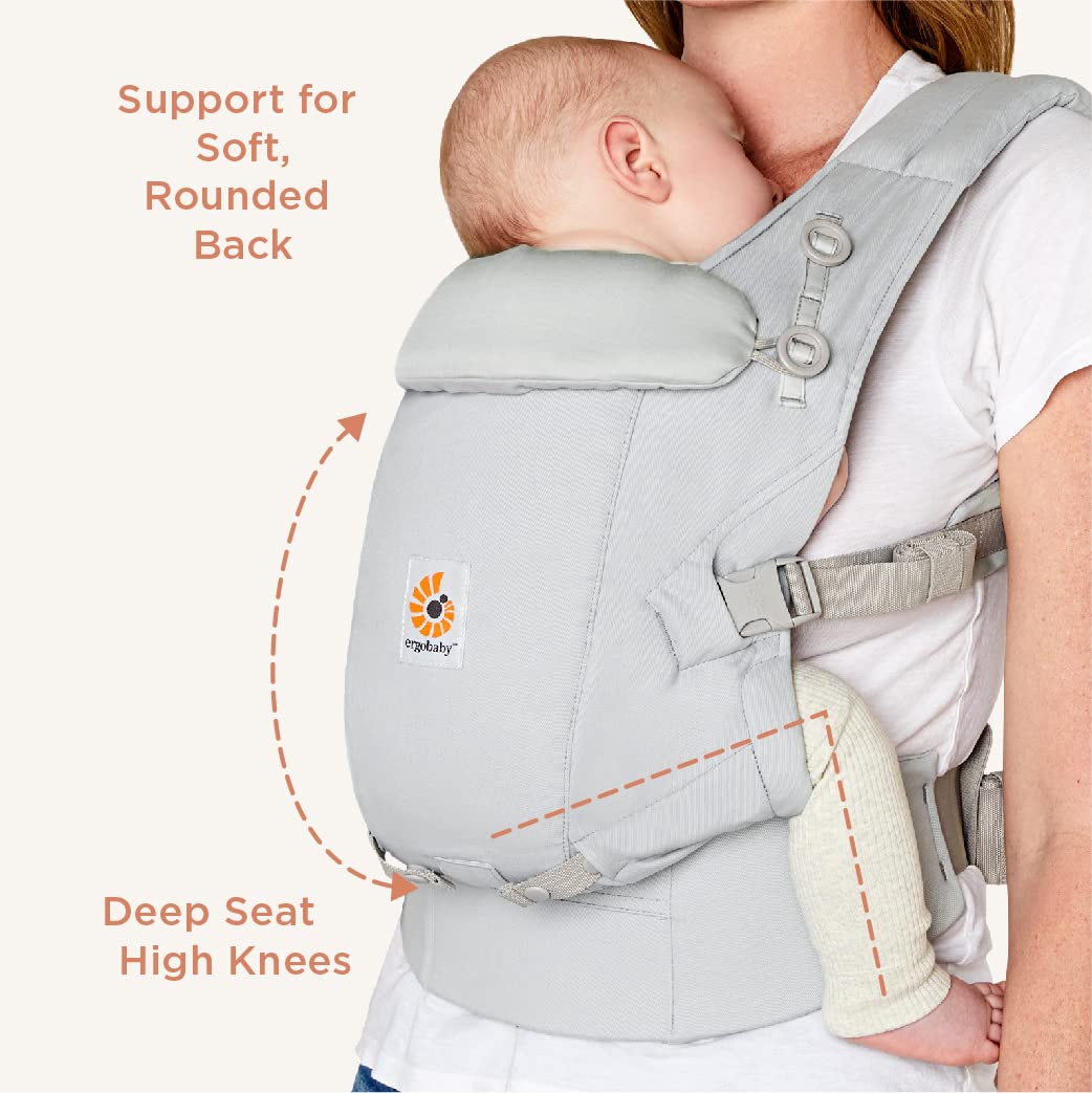 Ergobaby Adapt Carrier for Newborns, from Birth, 3 Positions, SoftTouch Cotton, Ergonomic Baby Front-Inward and Back Carry Position, Onyx Black