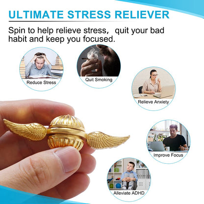Golden Fidget Hand Spinner for Kids & Adults - Cool Magic Orb Stress Ball Finger Toys for Boys Girls- Holiday Stocking Stuffer for Stress Relief, Focus, ADHD, Desk Toys Decoration Prize Gift