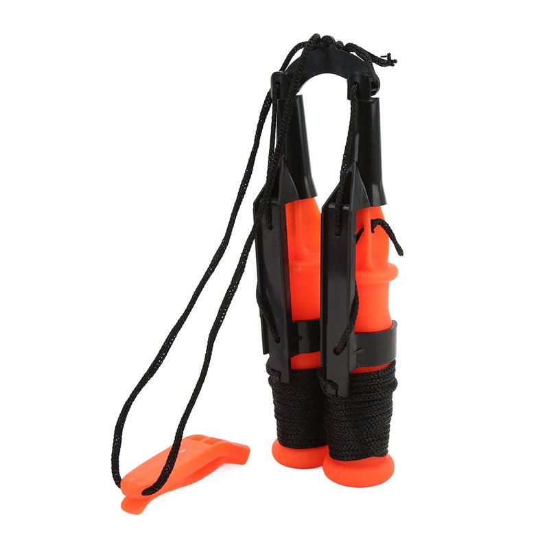 Life Saving Ice Pick, 2pcs Orange Handle Fishing Ice Picks Ice Safety Picks with Emergency Whistle Ice Fishing Picks for Camping Hiking Fishing(Black Rope)