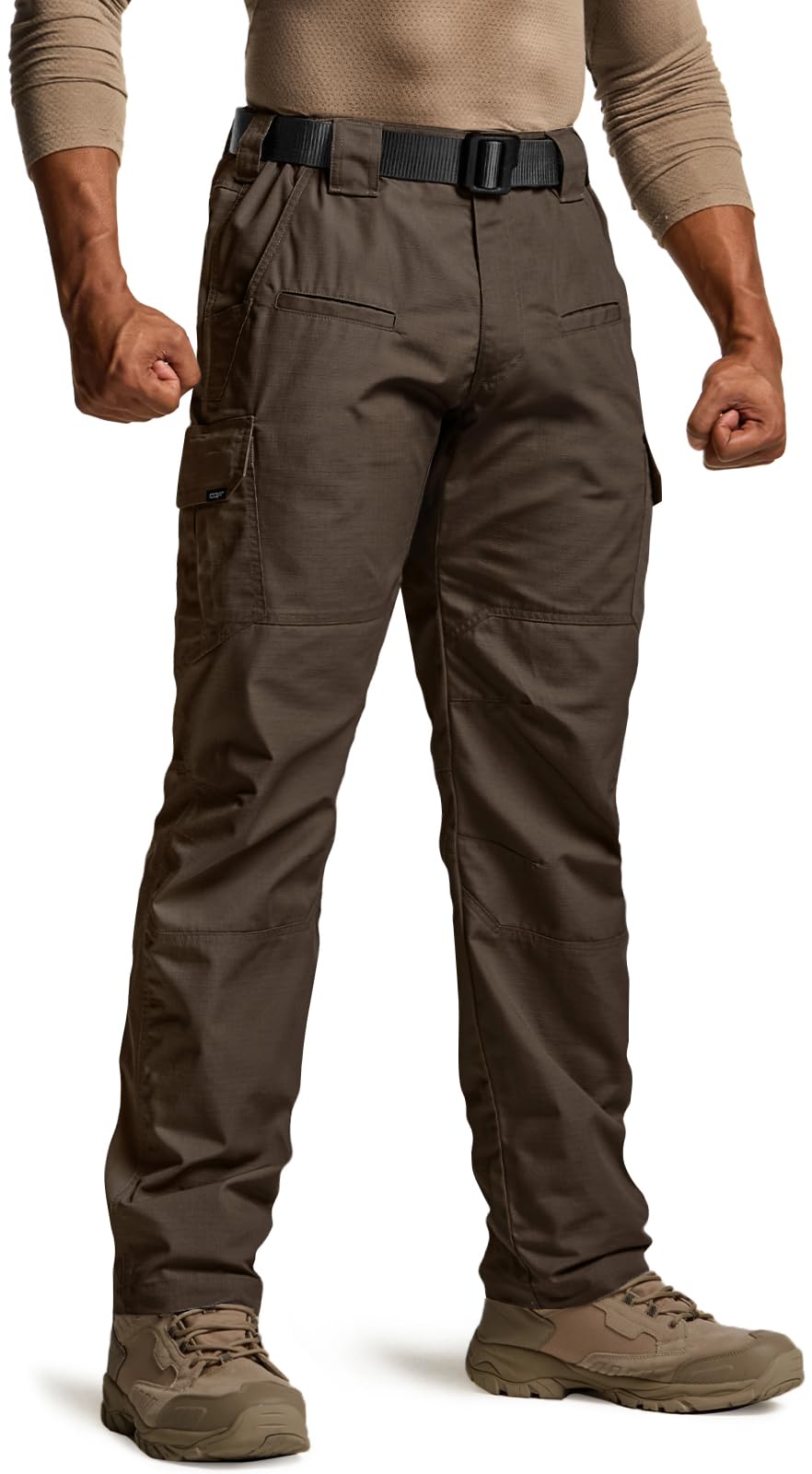 CQR Men's Tactical Pants, Water Resistant Ripstop Cargo Pants, Lightweight EDC Work Hiking Pants, Outdoor Apparel, Raider Dark Brown, 30W x 30L