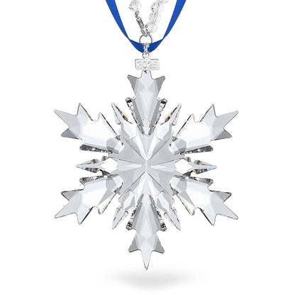 2025 Annual Christmas Ornaments Crystal Snowflake Star Clear White Faceted Crystal with Tone Metal Accents and Rayon Ribbon-New Year Christmas Tree Ornaments Crystals Sun Catcher Home Hanging Decor