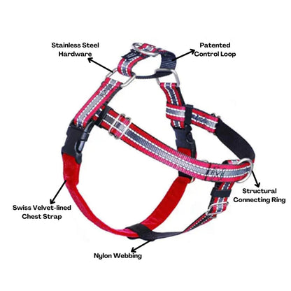 2 Hounds Design Freedom No Pull Dog Harness, Reflective Harness & Leash Set, Front Clip, Comfortable Control, Fits Small to Large Dogs, Made in USA, 1" XXL, Reflective Red