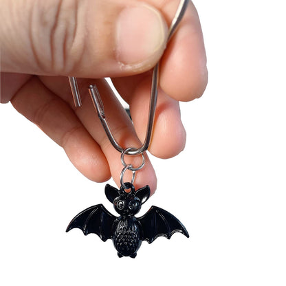 Bat Shower Curtain Hooks Rings, 12 Pcs Halloween Bats Rustproof Metal Shower Curtain Hangers for Bathroom Shower Rods, Halloween Party Theme Home Bathroom Decoration (Black)