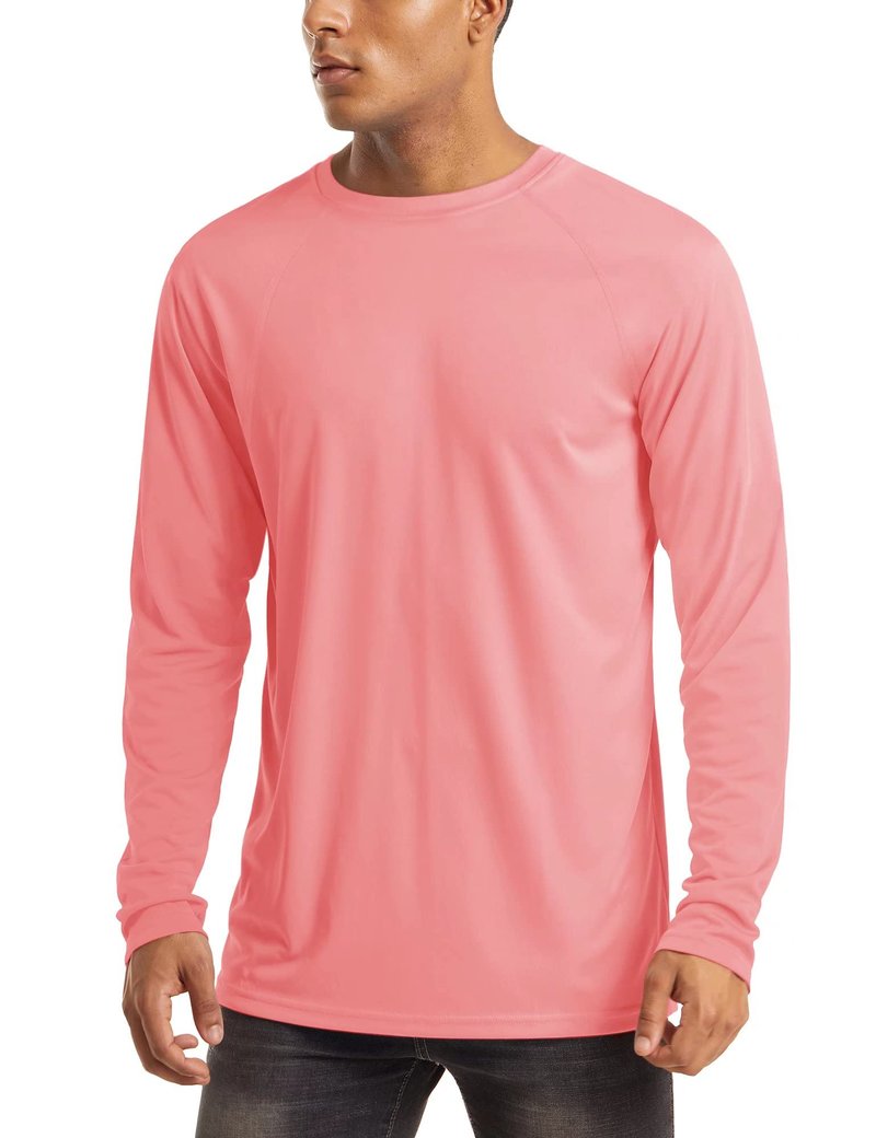 MAGCOMSEN Hiking Shirts for Men Long Sleeve Running Shirts Quick Dry Shirts Baselayer Shirt Swim Shirt Athletic T Shirts Watermelon Red