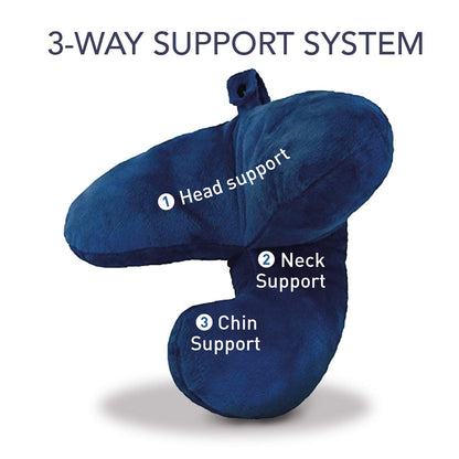 JPillow Travel Pillow for Airplanes – A Little Bulky, Expensive, and Takes a Couple of Minutes to Master, but Supports Your Head and Neck in Genuine Luxury – British Invention of The Year (Blue/Gray)
