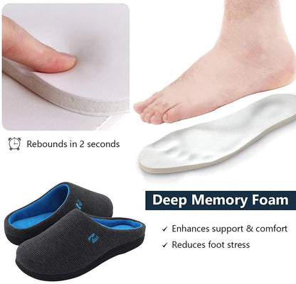 RockDove Men's Original Two-Tone Memory Foam Slipper, Size 8/9 UK Men, Dark Grey and Blue