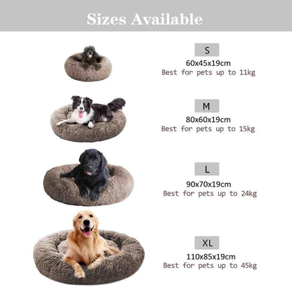 Comfortable Round Plush Dog Beds, Calming Dog Bed (L/XL/XXL/XXXL) for Small Medium and Large Dogs