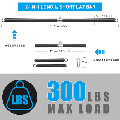 Resistance Band Bar, Portable 3-Section Pilates Bar for Resistance Bands Multi Home Gym Resistance Training Equipment for Full Body Shaping Pull Down Bar for Lat Pull Down, Row