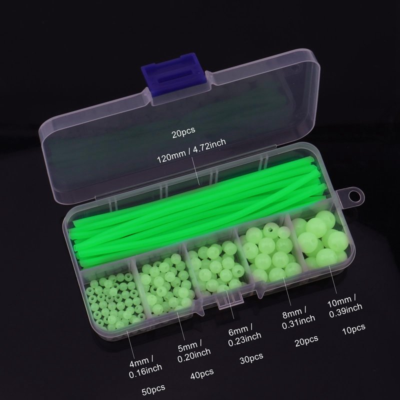 OriGlam Luminous Fishing Beads Glow Fishing Beads Fishing Rigs & Luminous Tube Line, Luminous Rigging Tube Fishing Angling Glow Tubing Tool for Fishing Rigs