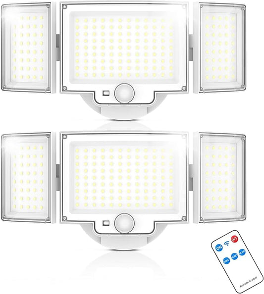 LED Security Lights Motion Sensor,188 LEDs 4200LM Dusk to Dawn Hardwired Flood Lights Outdoor with 3 Modes Remote Control,IP65 Waterproof Motion Sensor Lights, for Garage,Yard,Porch 2 Pack
