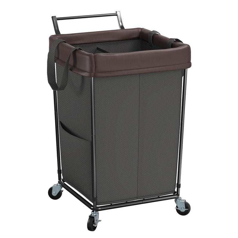 Mefirt 160L Laundry Hamper with Wheels and Handle, 2 Section Laundry Hamper with Wheels, Large Rolling Laundry Basket, Dirty Clothes Hamper Cart on Wheels for Laundry, Bedroom, Bathroom and Dorm