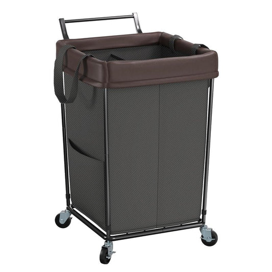 Mefirt 160L Laundry Hamper with Wheels and Handle, 2 Section Laundry Hamper with Wheels, Large Rolling Laundry Basket, Dirty Clothes Hamper Cart on Wheels for Laundry, Bedroom, Bathroom and Dorm