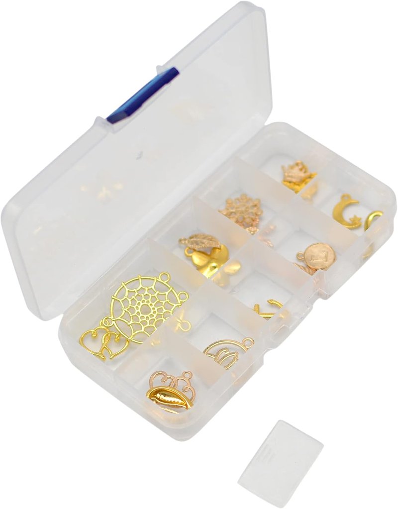 Jewelry Organizer Box - 4 Pcs Adjustable Clear Plastic Divider Storage | 10 Grids, 5" x 2.5", White