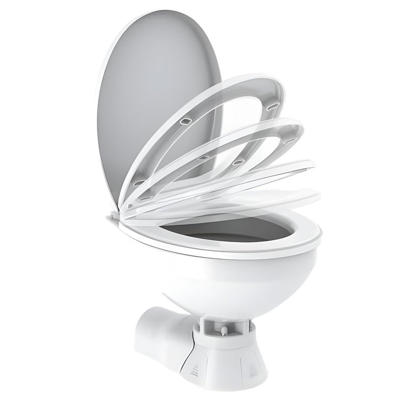 SEAFLO Quiet Flush Electric Marine Toilet - Fresh Water Rinse, 12V, Solenoid Valve, Ceramic Bowl, Soft Close Seat, Macerator Pump, 3-Way Switch Panel, Boat Yacht Toilet, 4-Year Warranty