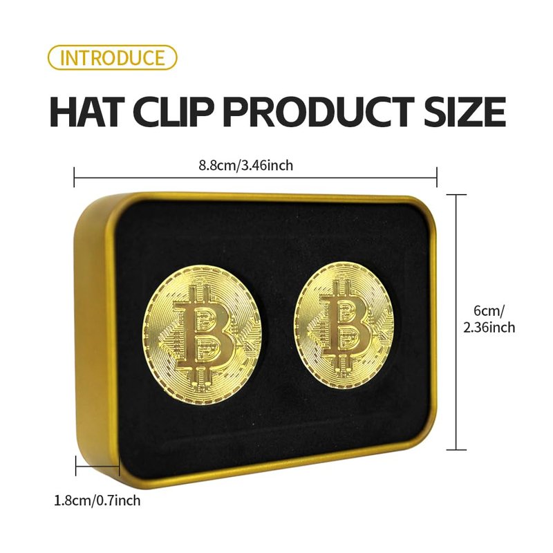 Scott Edward 2pcs Bitcoin Golf Ball Marker with Magnetic Hat Clip, Unique Golf Gift Ideas for Men and Women Golfer Golf Accessories Removable Attaches Easily to Golf Cap (Bitcoin & 2 Ball Markers)