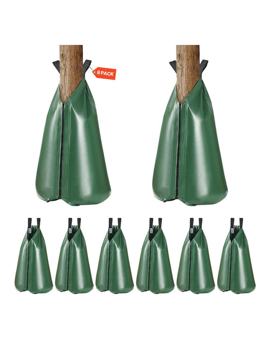 VEVOR 8 Pack 20 Gallons Tree Watering Bag, Slow Release Tree Watering Bag, Reusable Refillable Tree Drip Irrigation Bags with Zipper, Durable Tree Watering System for Deep Root Targeting