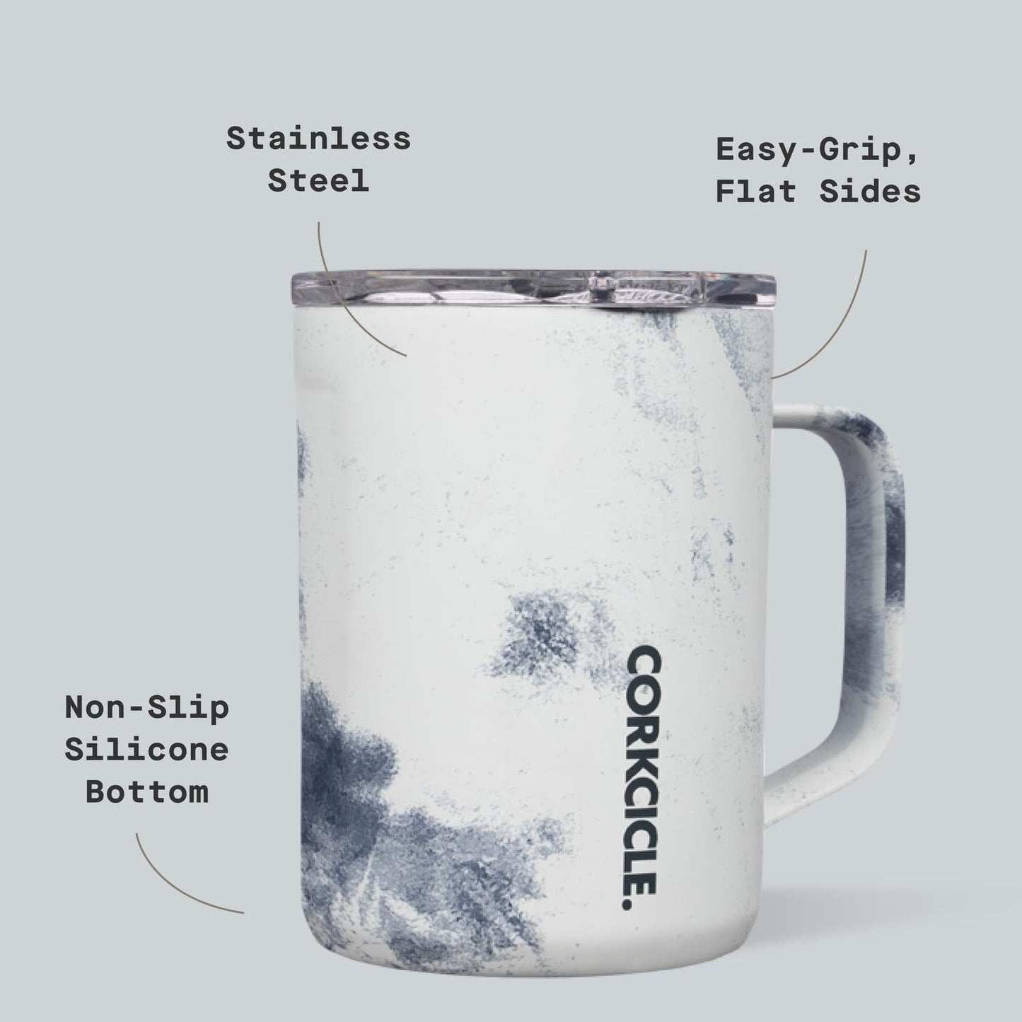 Corkcicle Classic Coffee Mug - Triple Insulated Stainless Steel for Travel - Shatter-Proof Lid - Keeps Drink Hot Over 3 Hours - Holiday Mug Gift - Great for Gifting Warmth - 16 oz - Mickey Tie Dye