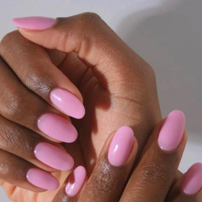 modelones Pink Short Press on Nails, Fall Halloween Oval Fake Nails Kit Press Ons with Nail Glue, Adhesive Tabs, Nail File, Prep Pad, Manicure Stick, 32Pcs 16 Sizes