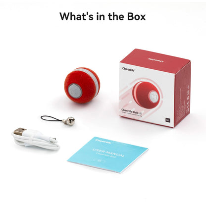 Cheerble Interactive Cat Ball Toy, Automatic Moving Ball Puzzle Toy for Indoor Cat Kitten, Smart Anti-Depression Pet Toy Fun Gift with Light, Red