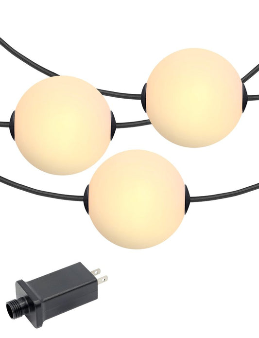 Brightech Orb Outdoor Indoor String Lights - Frosted Lantern LED String with 10 Weatherproof Globe Lights - Plug in Commercial Grade Light Strand for Patio, Porch, Garden, Café - 30 Ft, Black